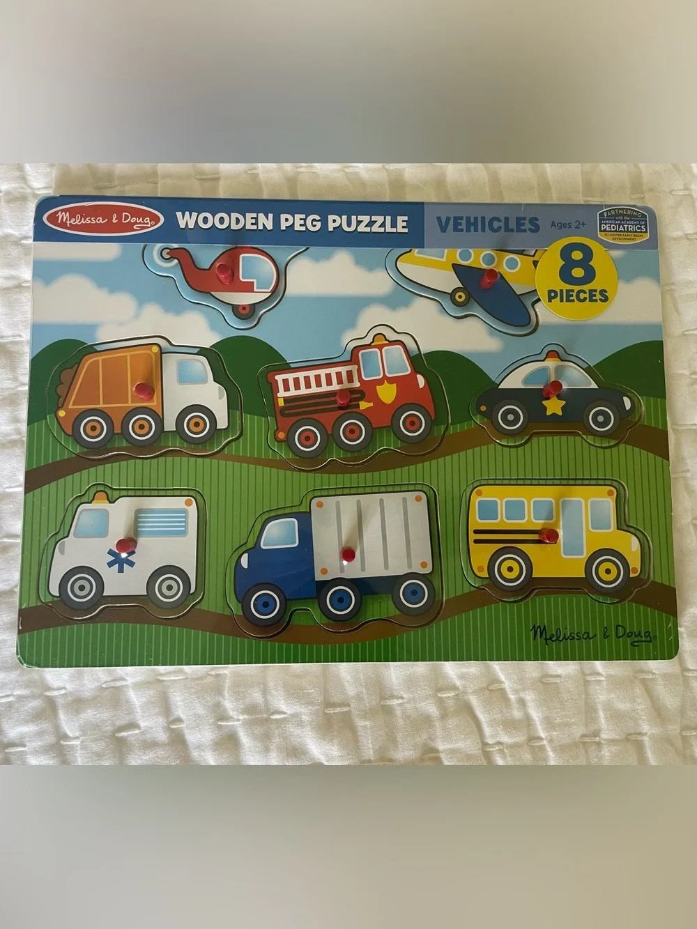 NWT Melissa & Doug Vehicles Wooden Peg Puzzle - 8pc